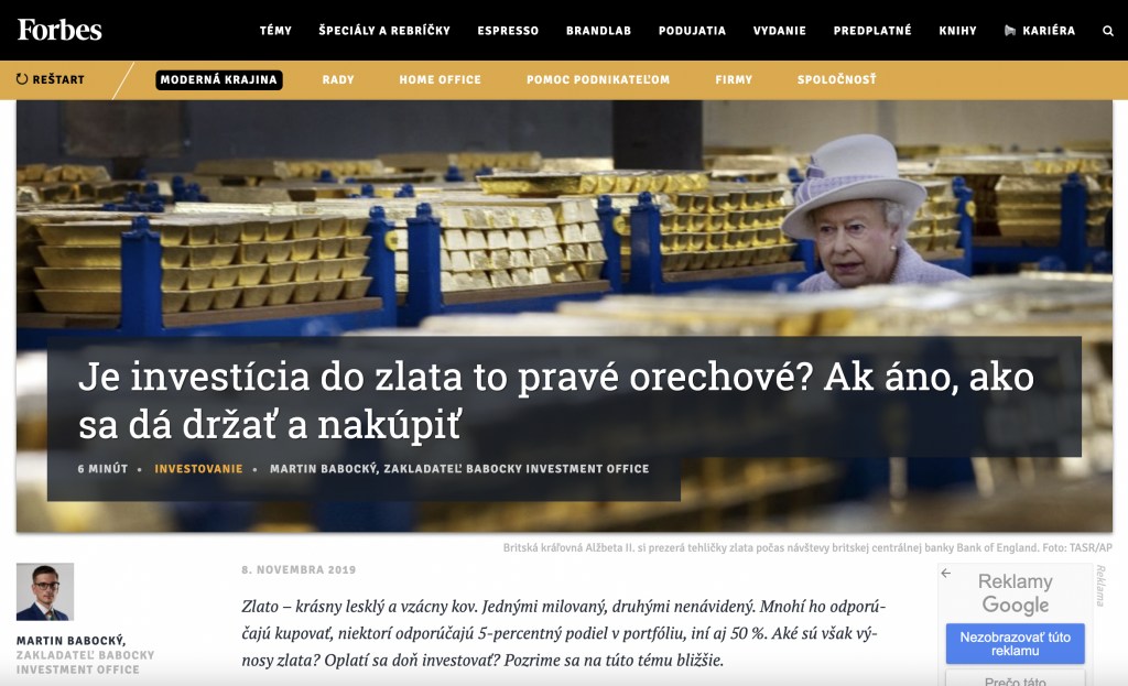 Forbes Investícia do zlata